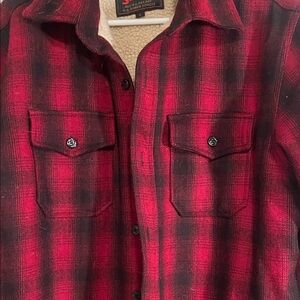 Schott Red and Black Plaid Shirt Jacket